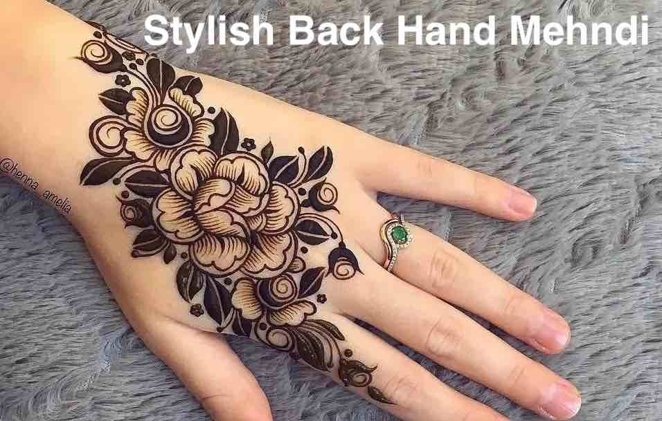 Stylish Back Hand Mehndi Design